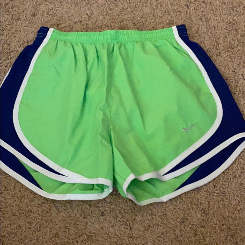 Lime Green and Blue Nike Athletic Running Shorts